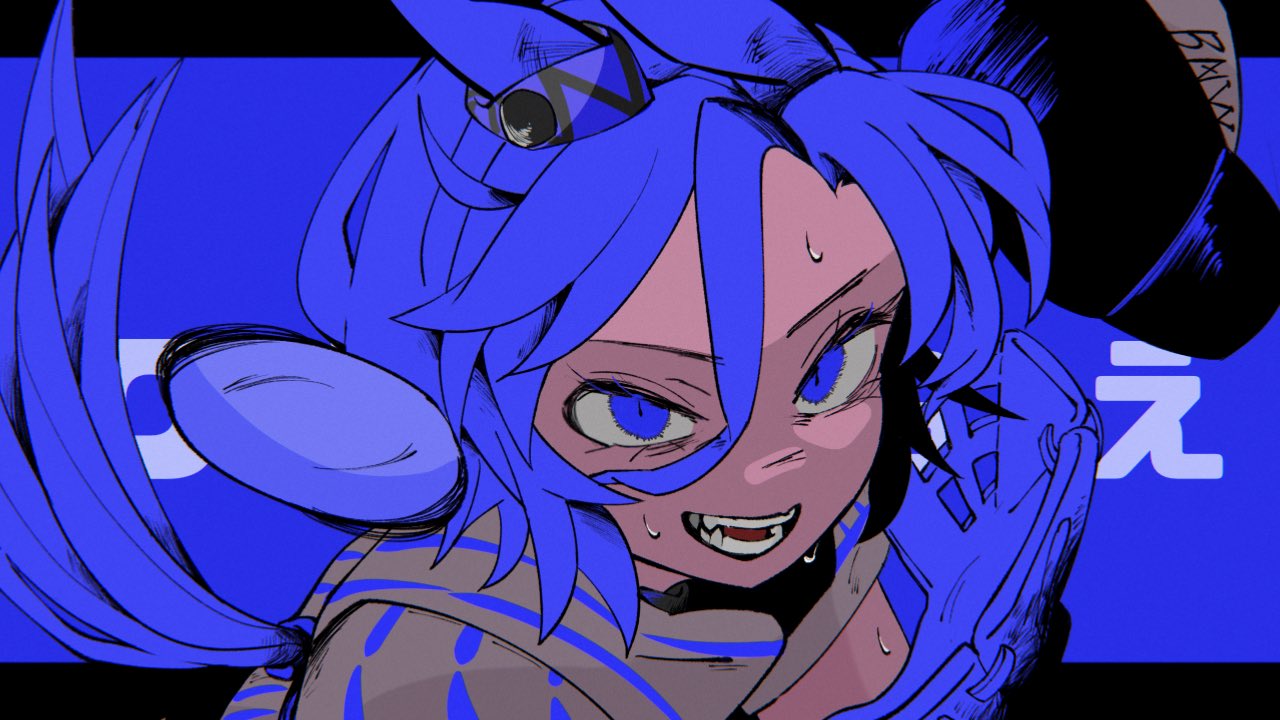 1girl, animal_ears, bangs, baseball, baseball_cap, baseball_mitt, baseball_uniform, blue_theme