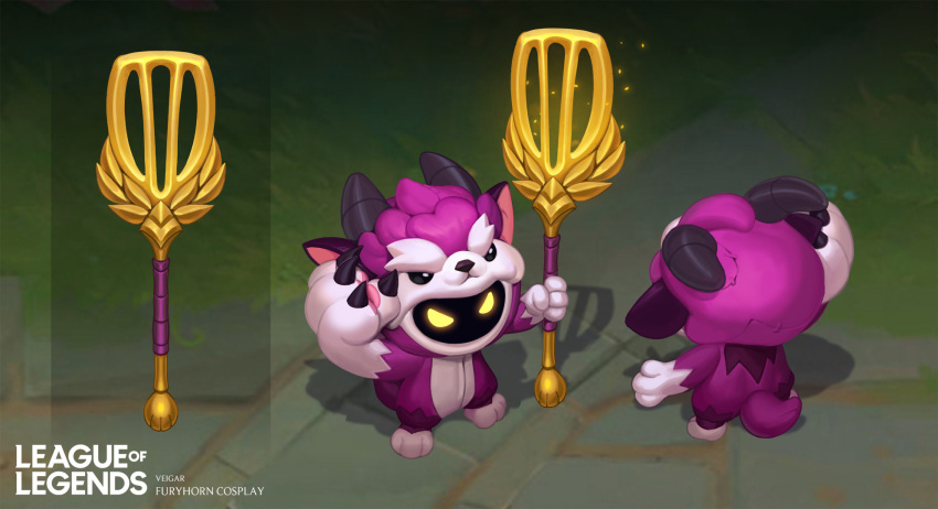 1boy, character_name, concept_art, copyright_request, cosplay, full_body, furyhorn_cosplay_veigar, glowing