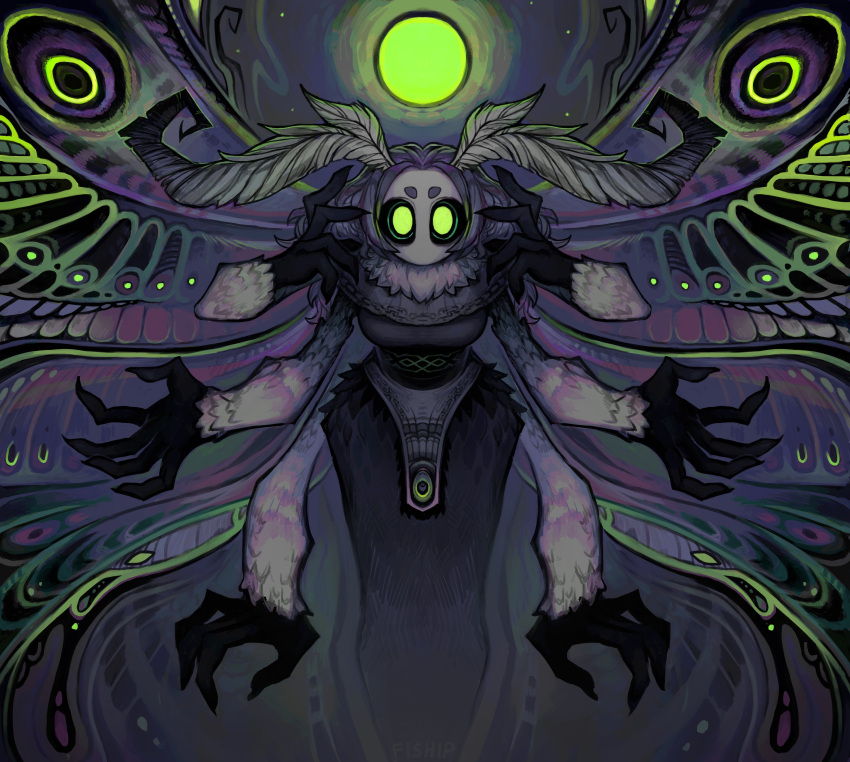 1girl, absurdres, antennae, arthropod_girl, big_hair, black_skin, colored_skin, colorful