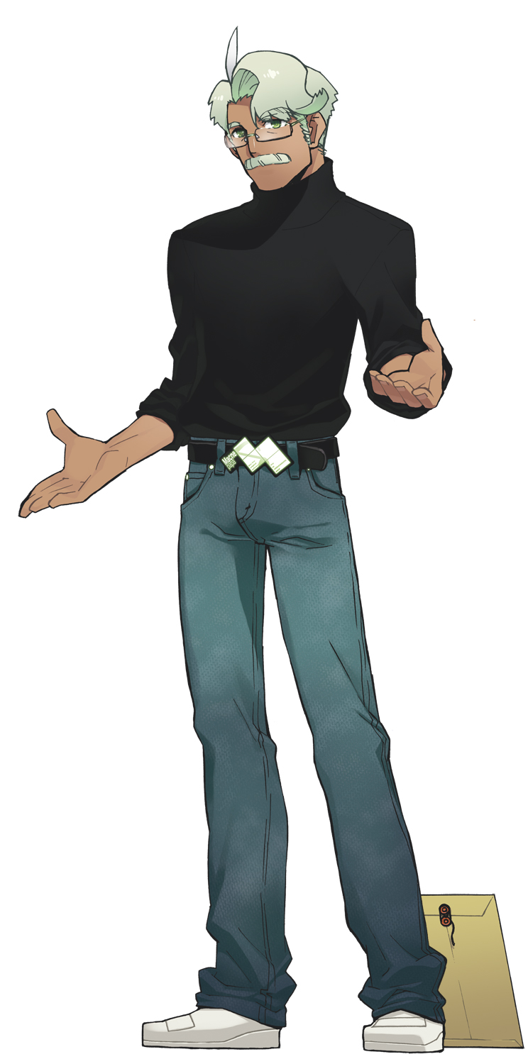 ahoge, akatsuki_gomoku, belt, cosplay, dark_skin, envelope, eyebrows, facial_hair