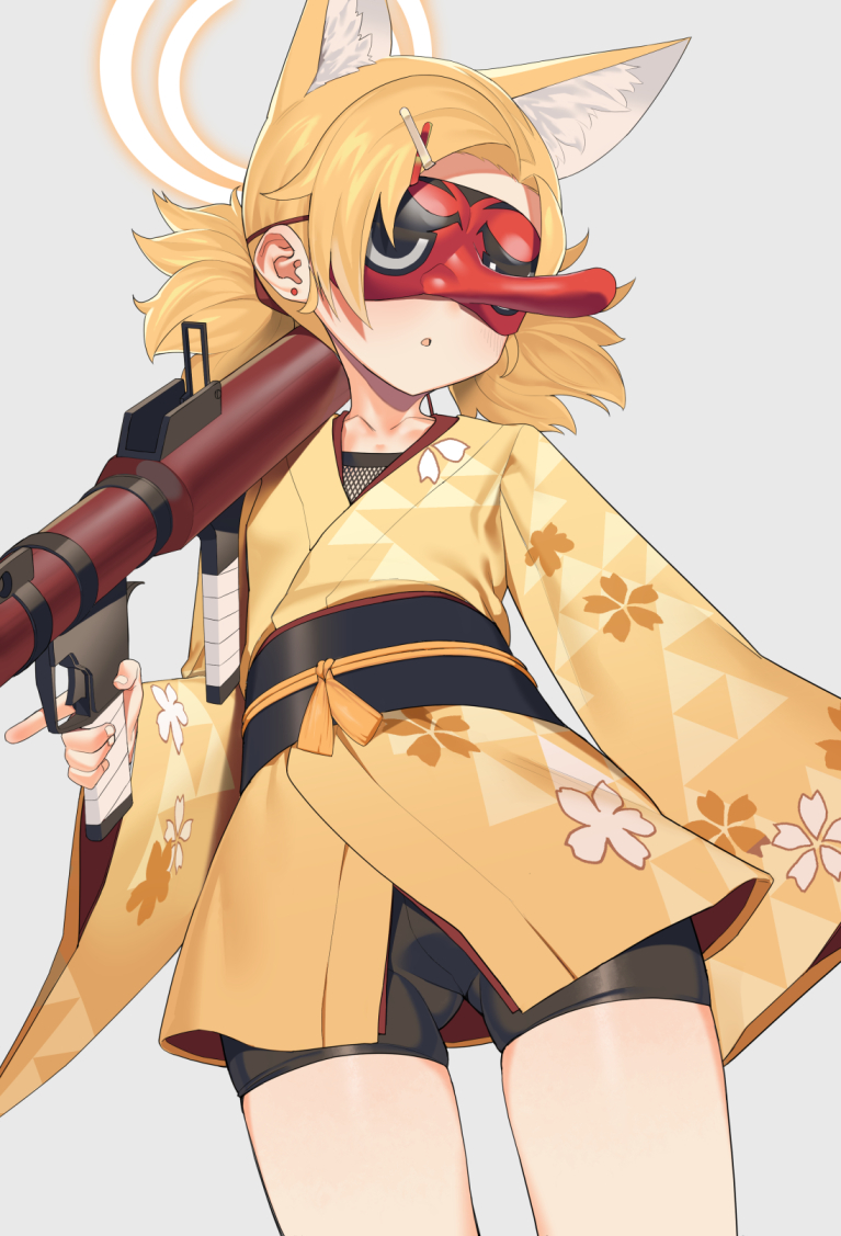 1girl, animal_ear_fluff, animal_ears, bike_shorts, blonde_hair, blue_archive, character_request, collarbone