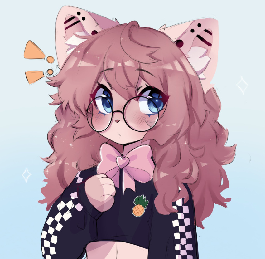 1girl, anakoluth, animal_ears, blue_eyes, bow, brown_hair, commission, eyebrows_visible_through_hair