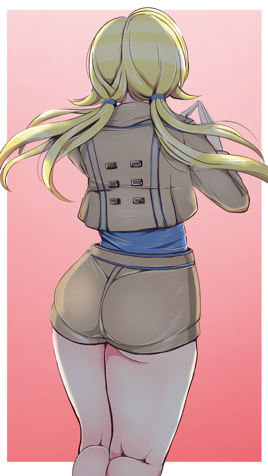 1girl, ass, blonde_hair, dars, floating_hair, from_behind, hachimiya_meguru, highres