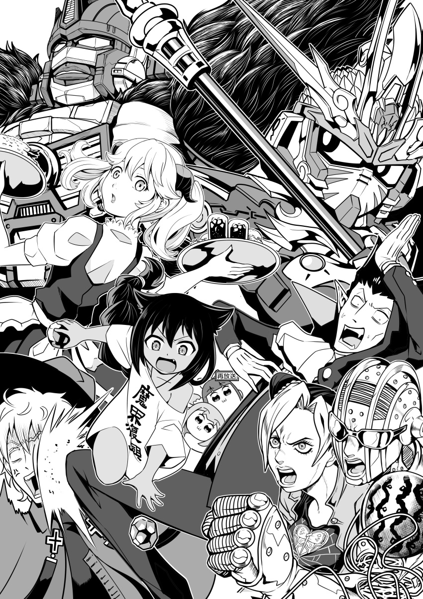 4boys, 5girls, absurdres, beast_wars, beast_wars:_transformers, character_request, collarbone, copyright_request