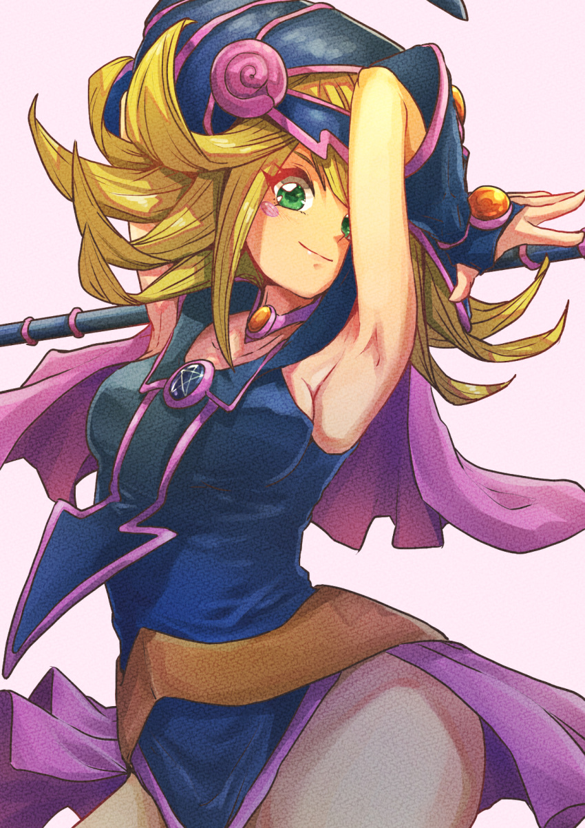 1girl, ;d, aosora5088, blonde_hair, blush_stickers, breasts, choker, commentary_request