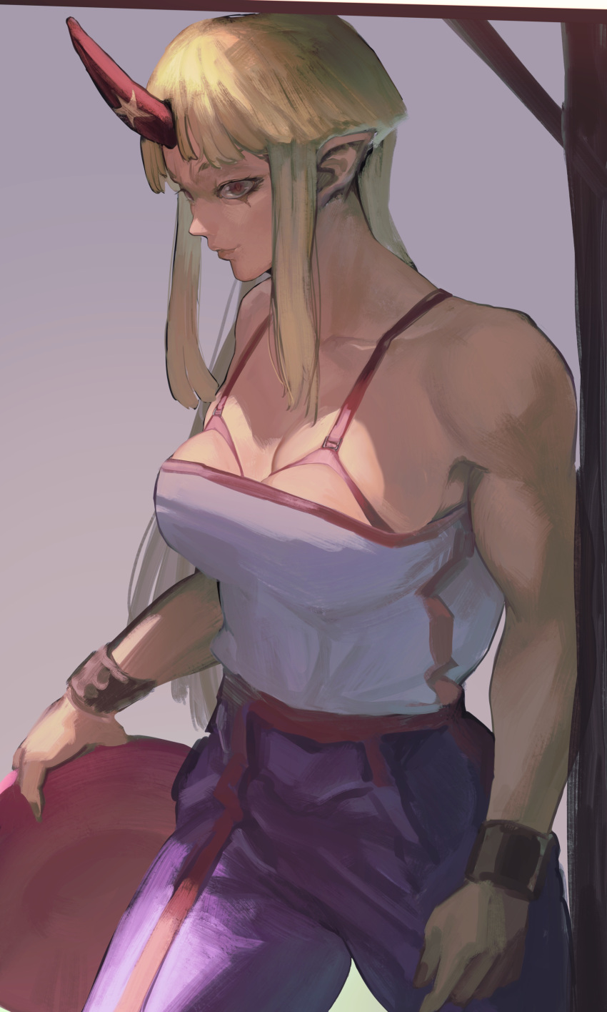 1girl, absurdres, adapted_costume, alternate_hairstyle, bare_shoulders, biceps, bra, collarbone