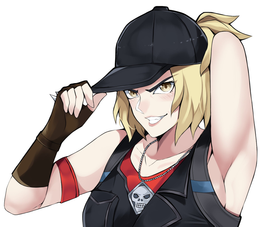1girl, armband, armpit_crease, black_jacket, blonde_hair, ehebai, fortnite, gloves