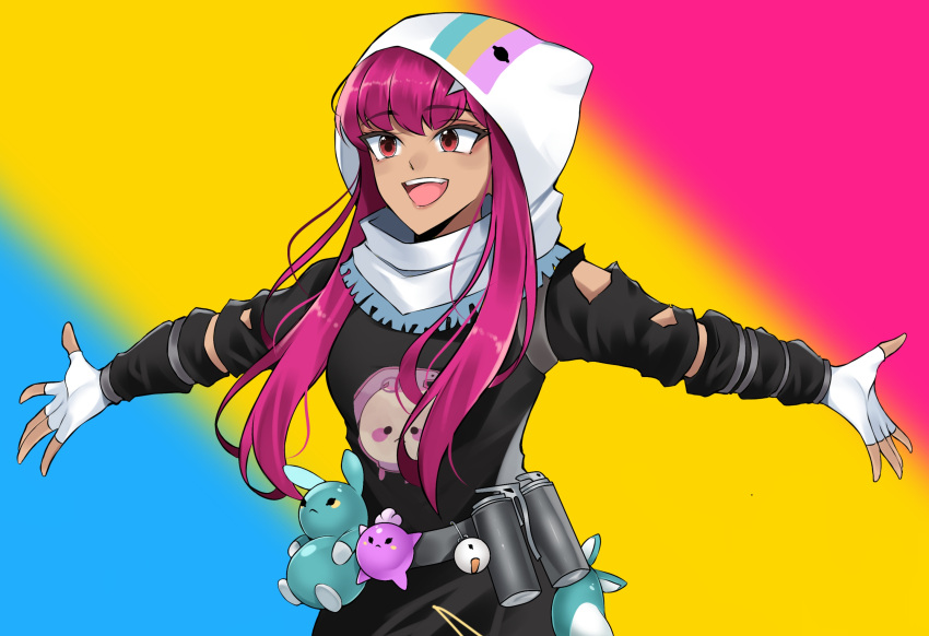 1girl, ehebai, explosive, fortnite, gloves, glumbunny_(fortnite), grenade, highres