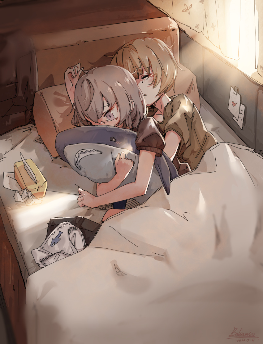 2girls, absurdres, balsamico_su, blonde_hair, blush, girls_frontline, grey_eyes, grey_hair