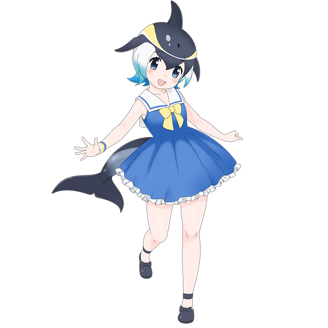 animal_ears, common_dolphin_(kemono_friends), kemono_friends, kemono_friends_3, necktie, official_art, school_uniform, shirt