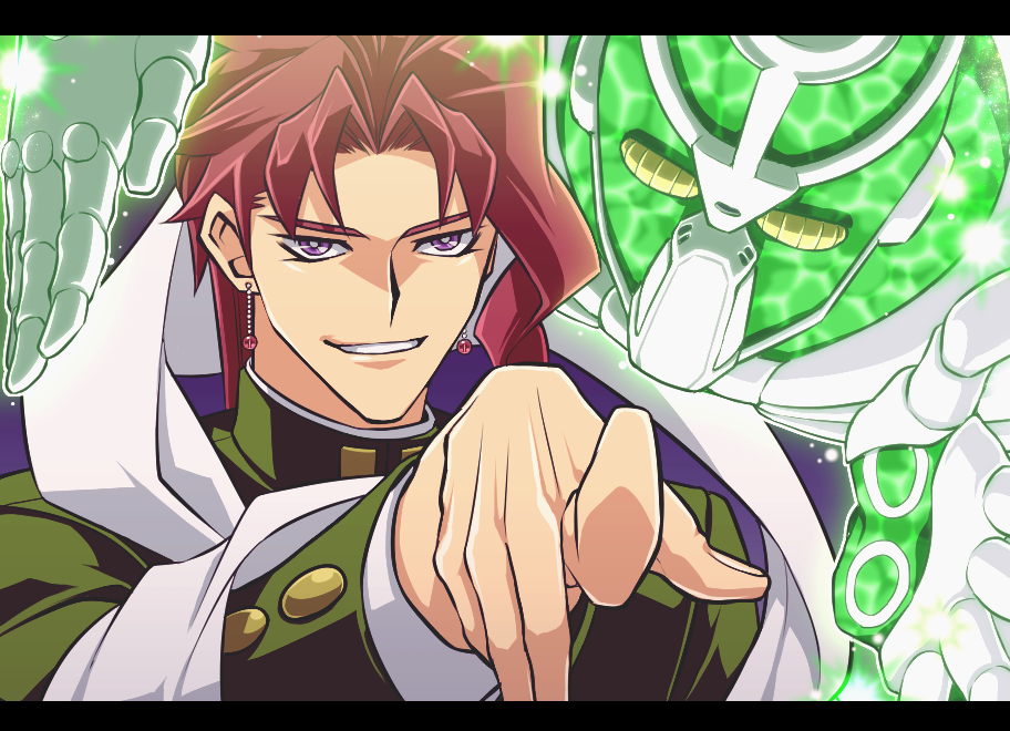 2boys, earrings, gakuran, hierophant_green, high_contrast, jewelry, jojo_no_kimyou_na_bouken, kakyoin_noriaki