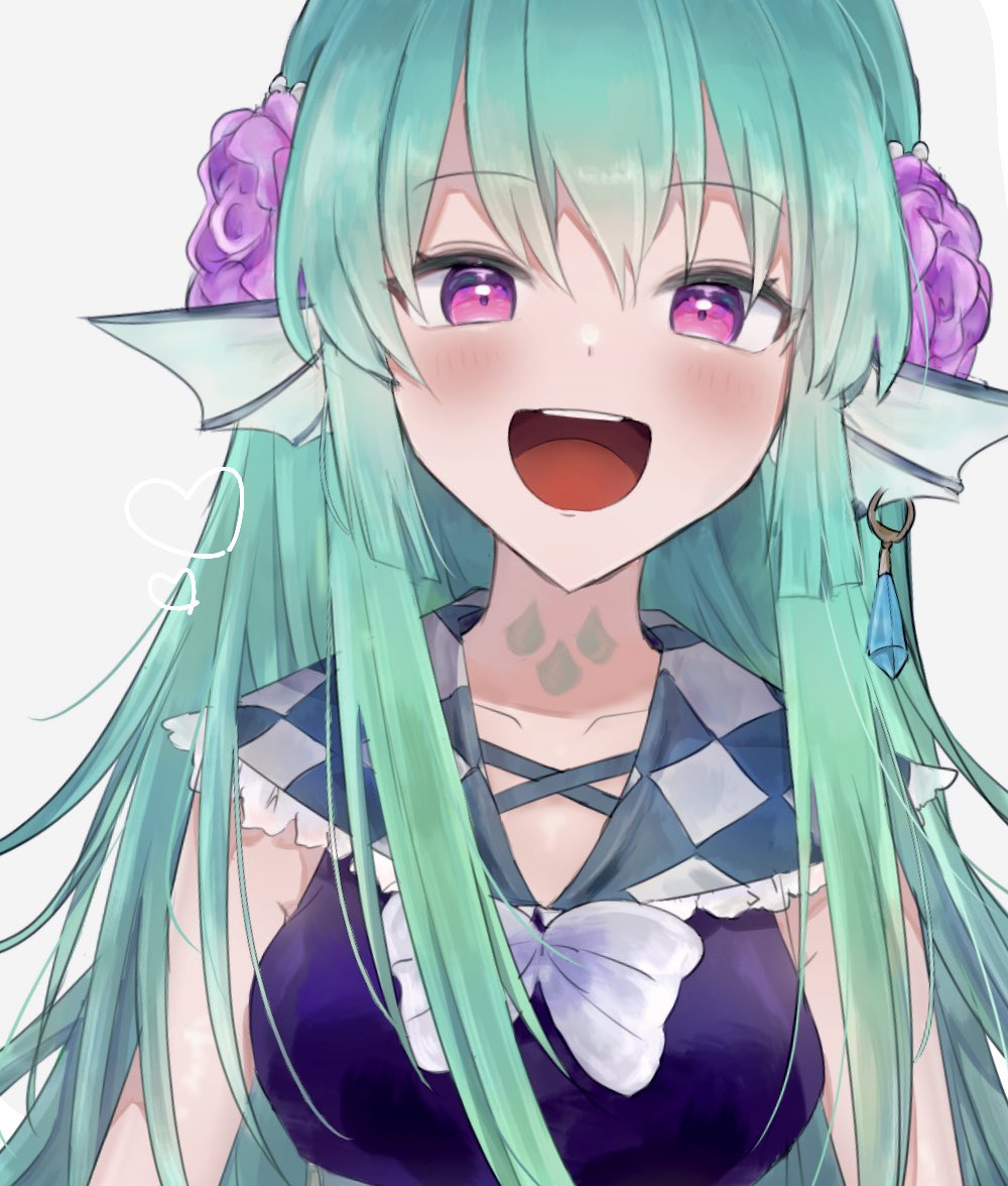 1girl, blush, earrings, eyebrows_visible_through_hair, finana_ryugu, flower, frilled_sailor_collar, frills