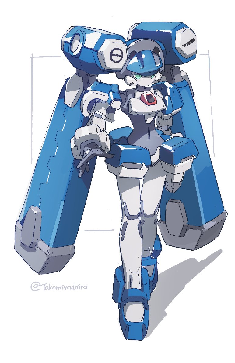 1girl, blazermate, clenched_hand, green_eyes, humanoid_robot, looking_at_viewer, medarot, navel
