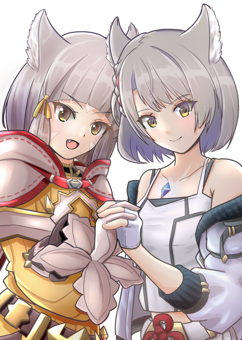 animal_ears, bangs, blunt_bangs, bodysuit, breasts, cat_ears, chest_jewel, facial_mark
