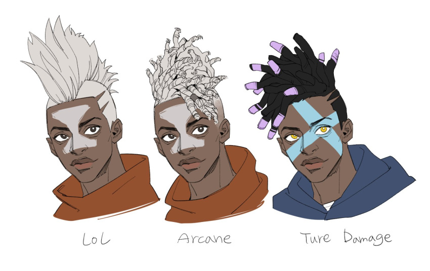 1boy, arcane:_league_of_legends, bangs, black_eyes, black_hair, dark-skinned_male, dark_skin, ekko_(league_of_legends)