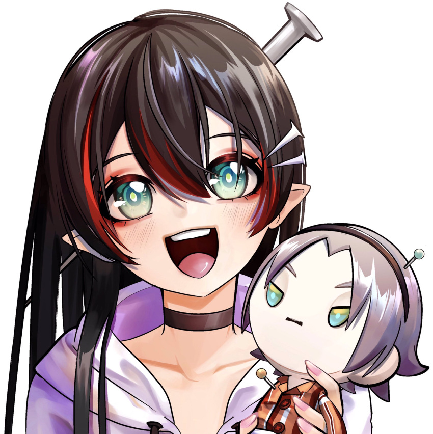 1girl, aaaaaa_(anemoniac_), bangs, black_choker, black_hair, choker, collarbone, doll