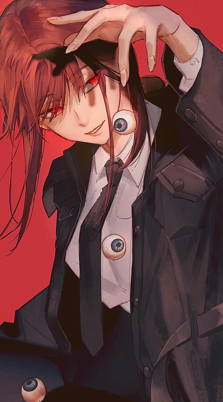 1girl, 2_blankk, black_coat, black_necktie, braid, braided_ponytail, breasts, chainsaw_man