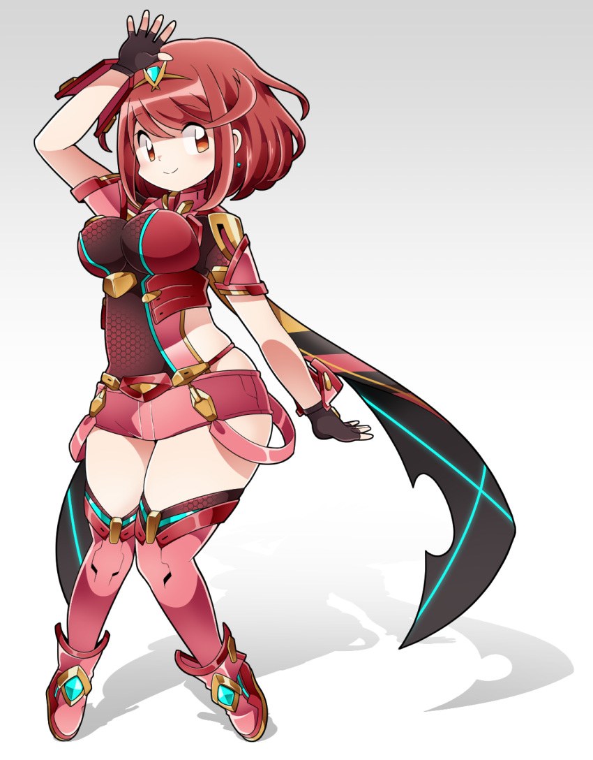 1girl, bangs, black_gloves, breasts, earrings, fingerless_gloves, gem, gloves