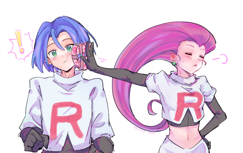 !, =3, bangs, blue_hair, blush, box, closed_eyes, closed_mouth