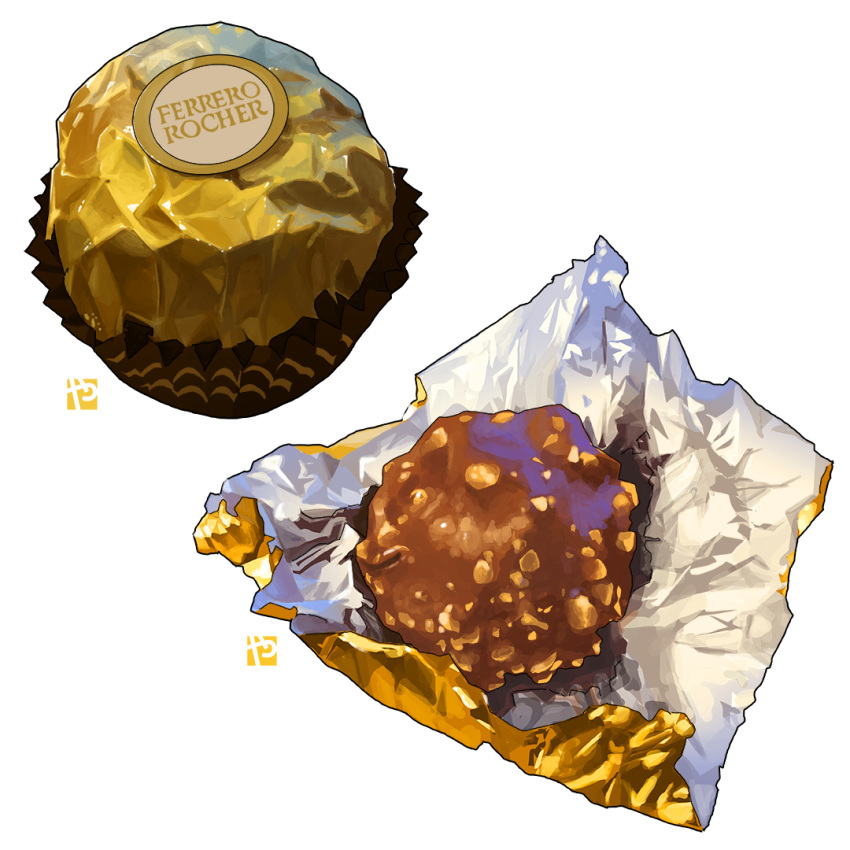 chocolate, close-up, english_commentary, ferrero_rocher, foil, food, food_focus, no_humans