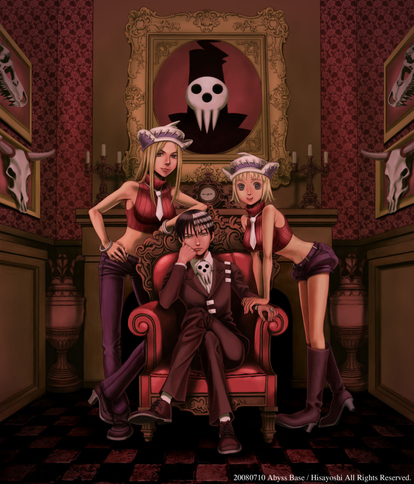 abyss_base, death_the_kid, elizabeth_thompson, hisayoshi, patricia_thompson, soul_eater