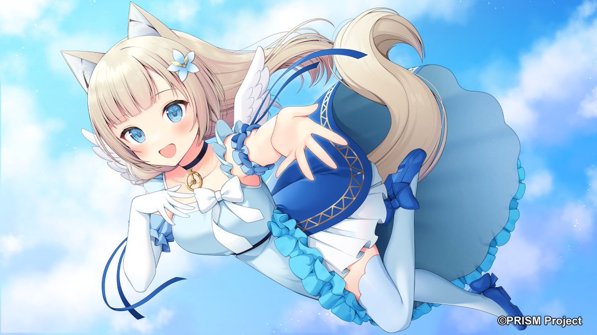 1girl, animal_ear_fluff, animal_ears, asymmetrical_clothes, bangs, blonde_hair, blue_eyes, blue_footwear