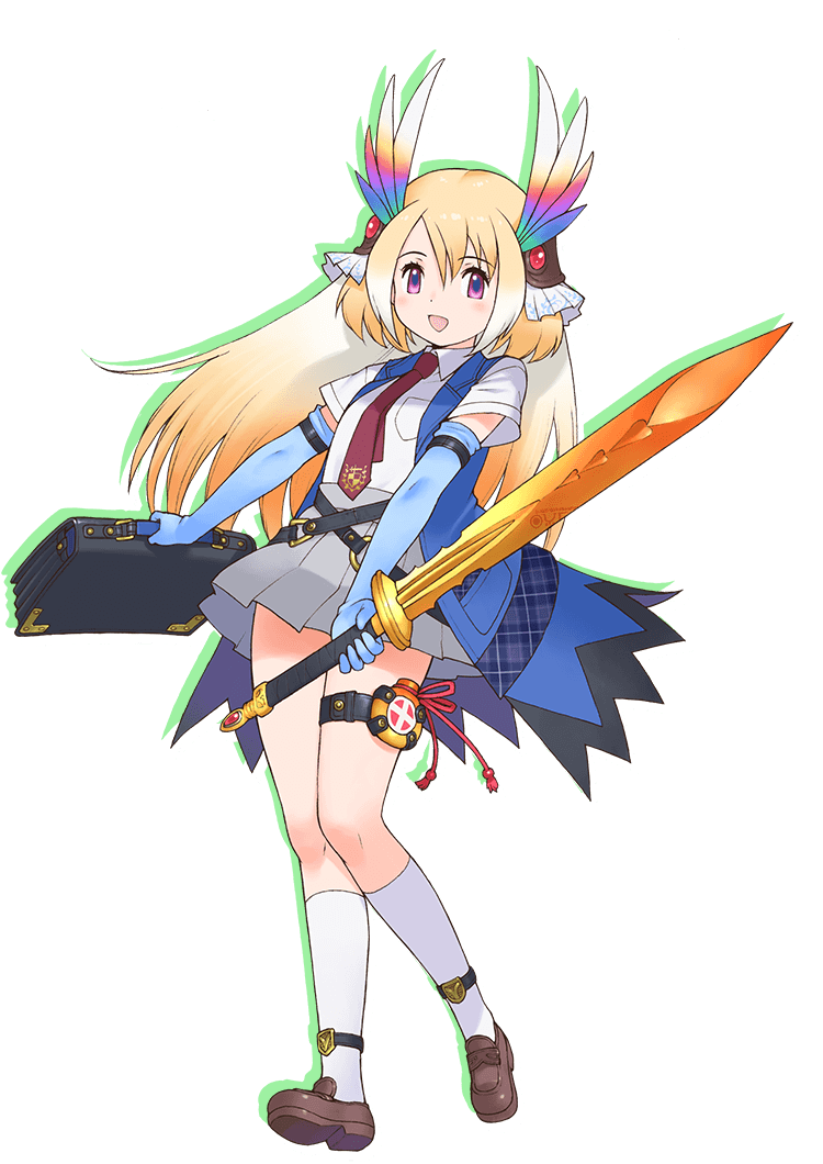 armor, game_cg, shachibato!, shachou_batoru_no_jikan_desu!, simple_background, tachi-e, weapon, white_background