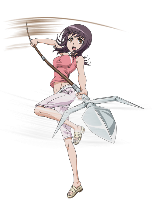 armor, game_cg, shachibato!, shachou_batoru_no_jikan_desu!, simple_background, tachi-e, toaru_majutsu_no_index, weapon