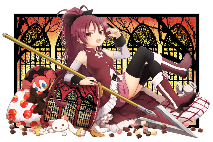 1girl, charlotte_(madoka_magica), chocolate, fang, highres, kyubey, magical_girl, mahou_shoujo_madoka_magica
