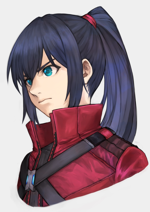 1boy, bangs, belt, black_hair, blue_eyes, eyebrows_visible_through_hair, from_side, hair_between_eyes