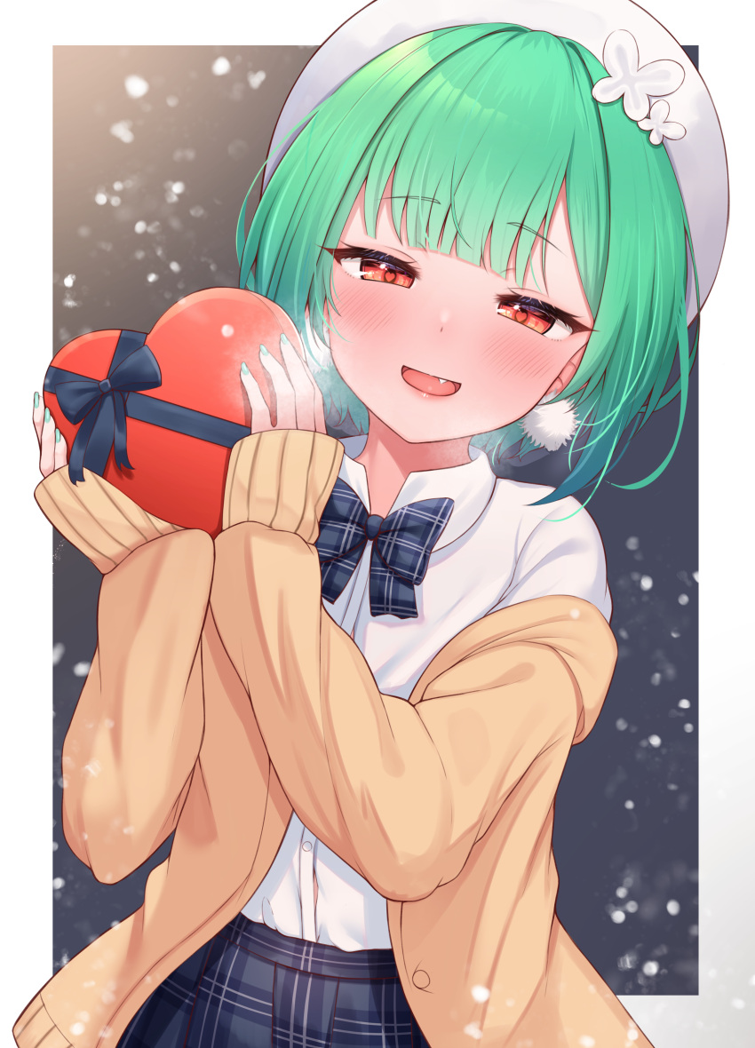 1girl, absurdres, bangs, black_bow, black_skirt, blunt_bangs, blush, bow