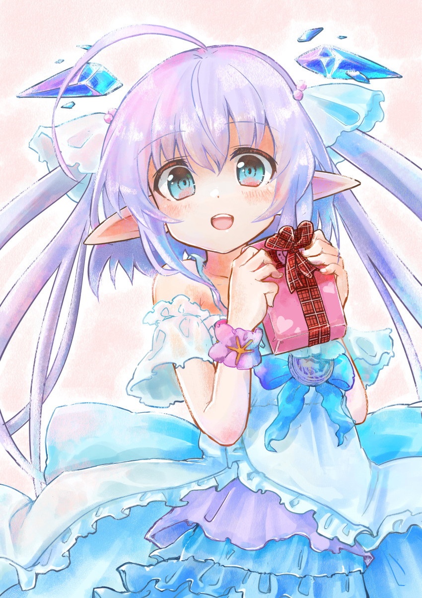 1girl, absurdres, blue_eyes, blush, else_(project_blue), gift, highres, looking_at_viewer