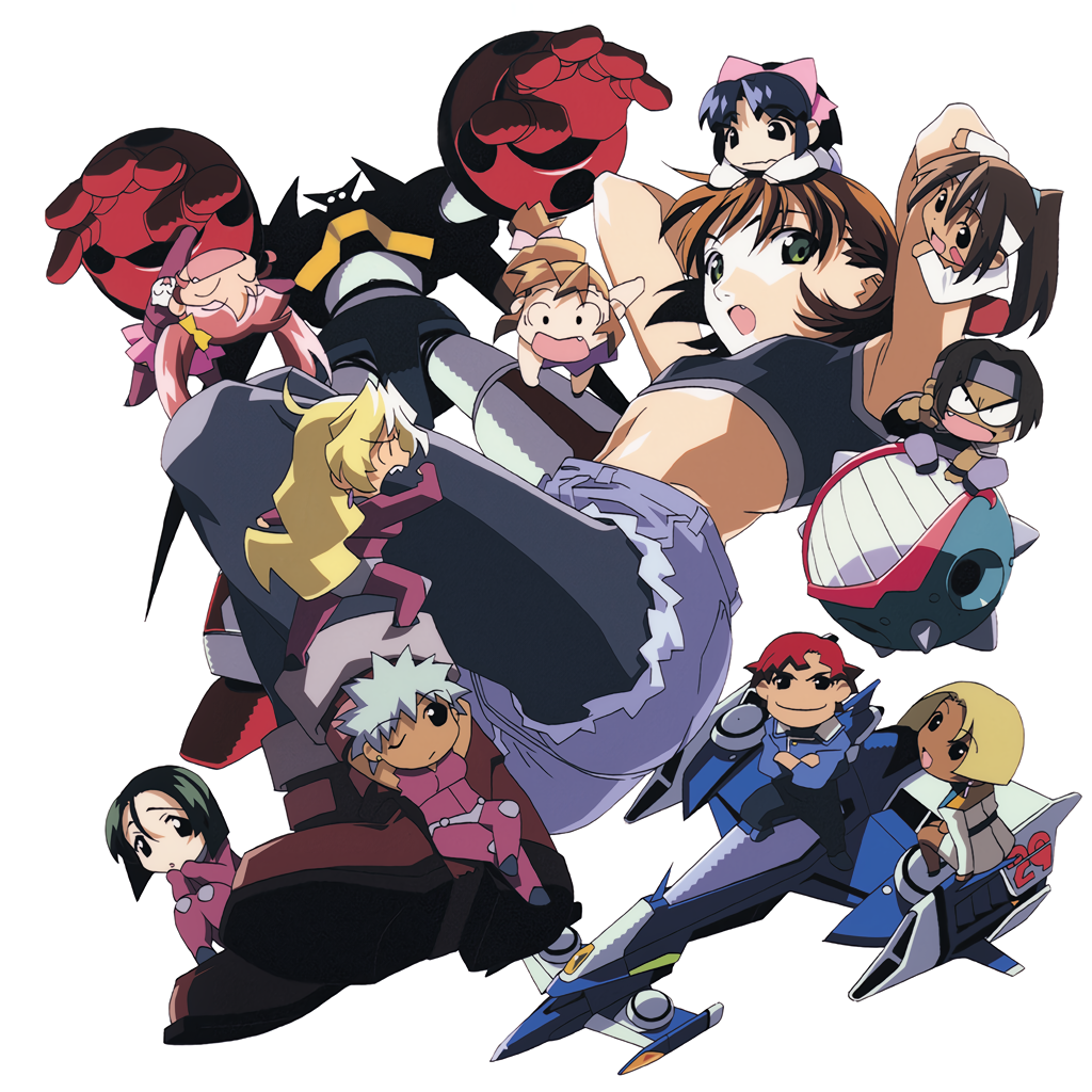 2boys, 6+girls, arms_behind_head, arms_up, black_eyes, black_legwear, blonde_hair, brown_hair