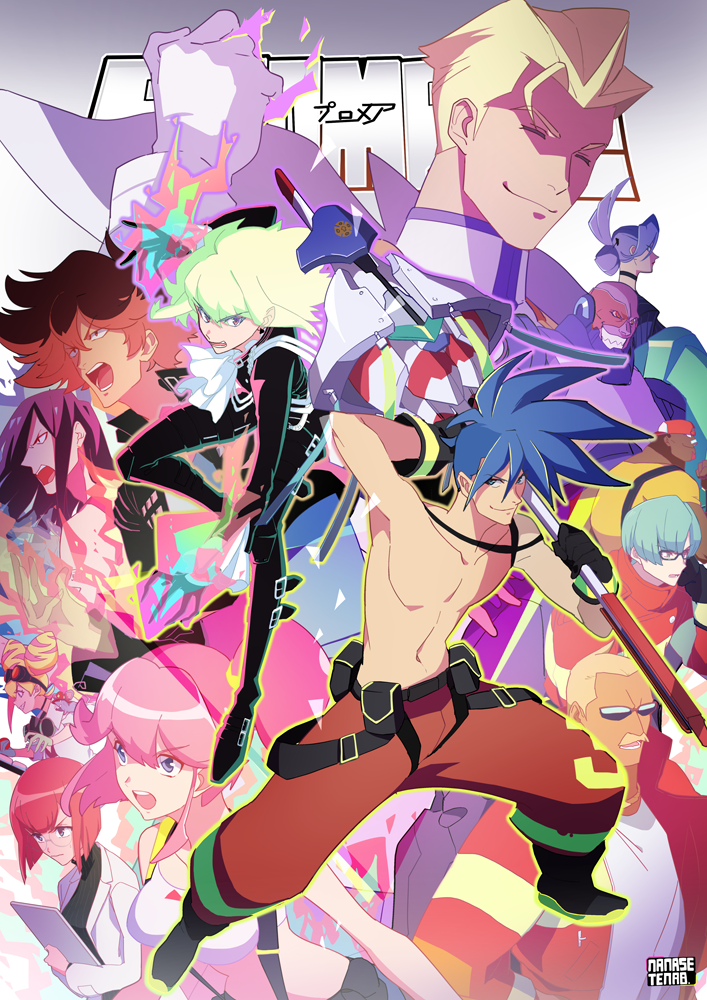 aina_ardebit, artist_name, biar_colossus, biker_clothes, blue_hair, cape, everyone, fire