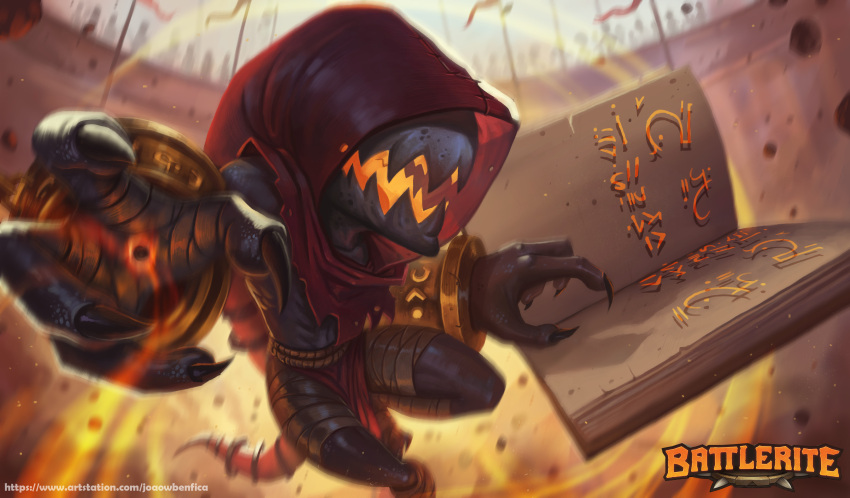 1boy, absurdres, bandaged_leg, bandages, battlerite, blurry, blurry_background, book