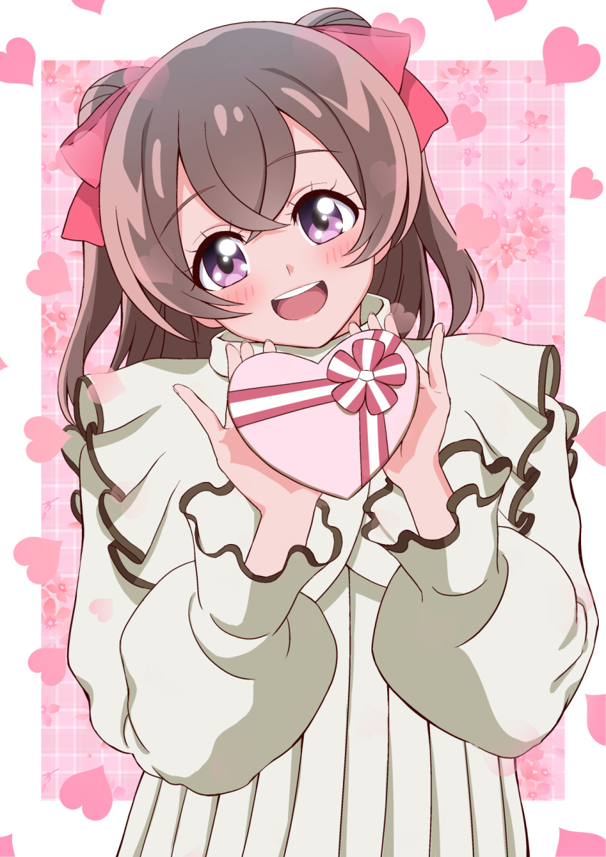 1girl, bow, brown_hair, chocolate, delicious_party_precure, dress, food, hair_bow