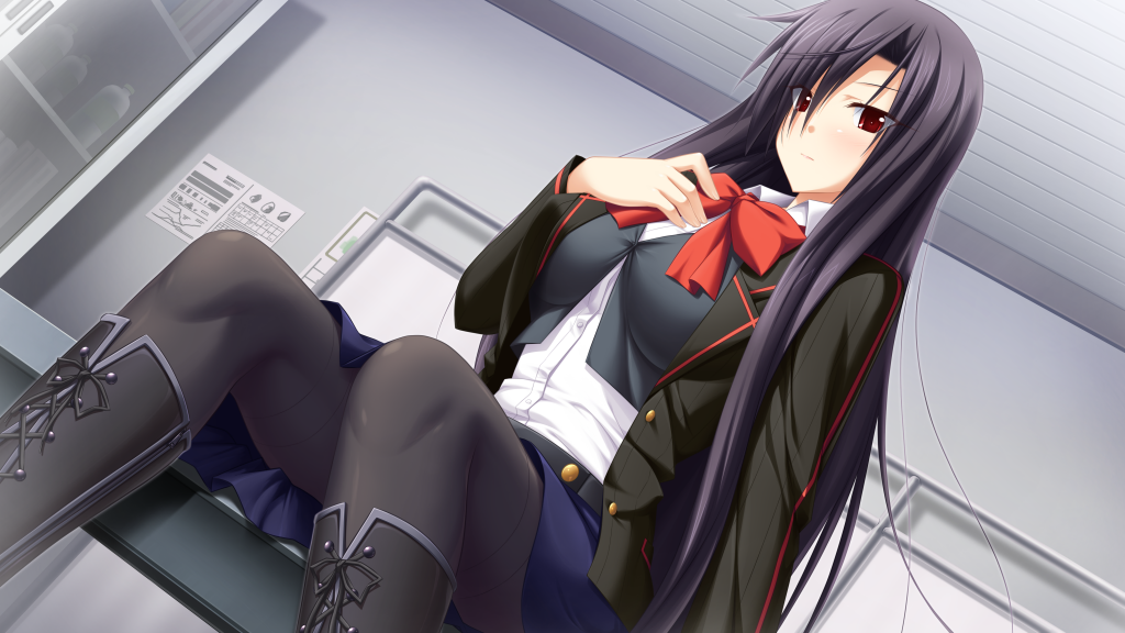 1girl, bangs, black_footwear, black_hair, black_jacket, black_legwear, blue_skirt, boots