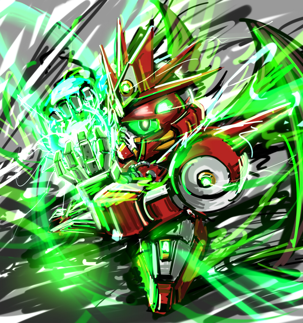 fusion, getter_dragon, getter_robo, getter_robo_g, glowing, glowing_eye, green_eyes, gundam