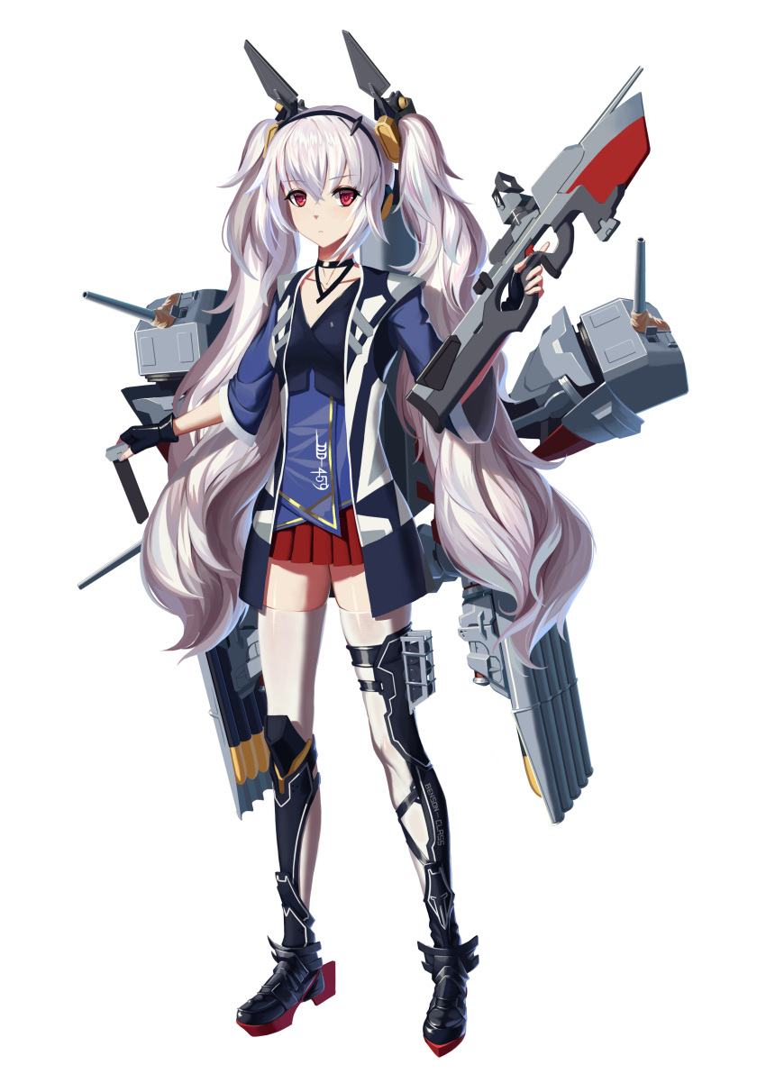 1girl, absurdres, alternate_costume, asymmetrical_legwear, azur_lane, black_choker, black_footwear, blue_jacket