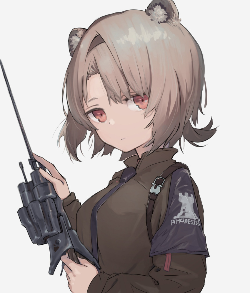 1girl, absinthe_(arknights), animal_ears, arknights, bangs, bear_ears, bear_girl, brown_hair