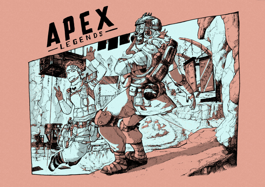 2boys, 2bro., anija_(2bro.), apex_legends, beard, bloodhound_(apex_legends), bloodhound_(apex_legends)_(cosplay), cable