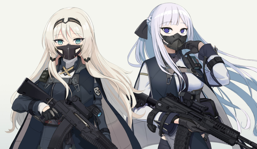 2girls, ak-12, ak-12_(girls'_frontline), an-94, an-94_(girls'_frontline), assault_rifle, black_gloves, blonde_hair