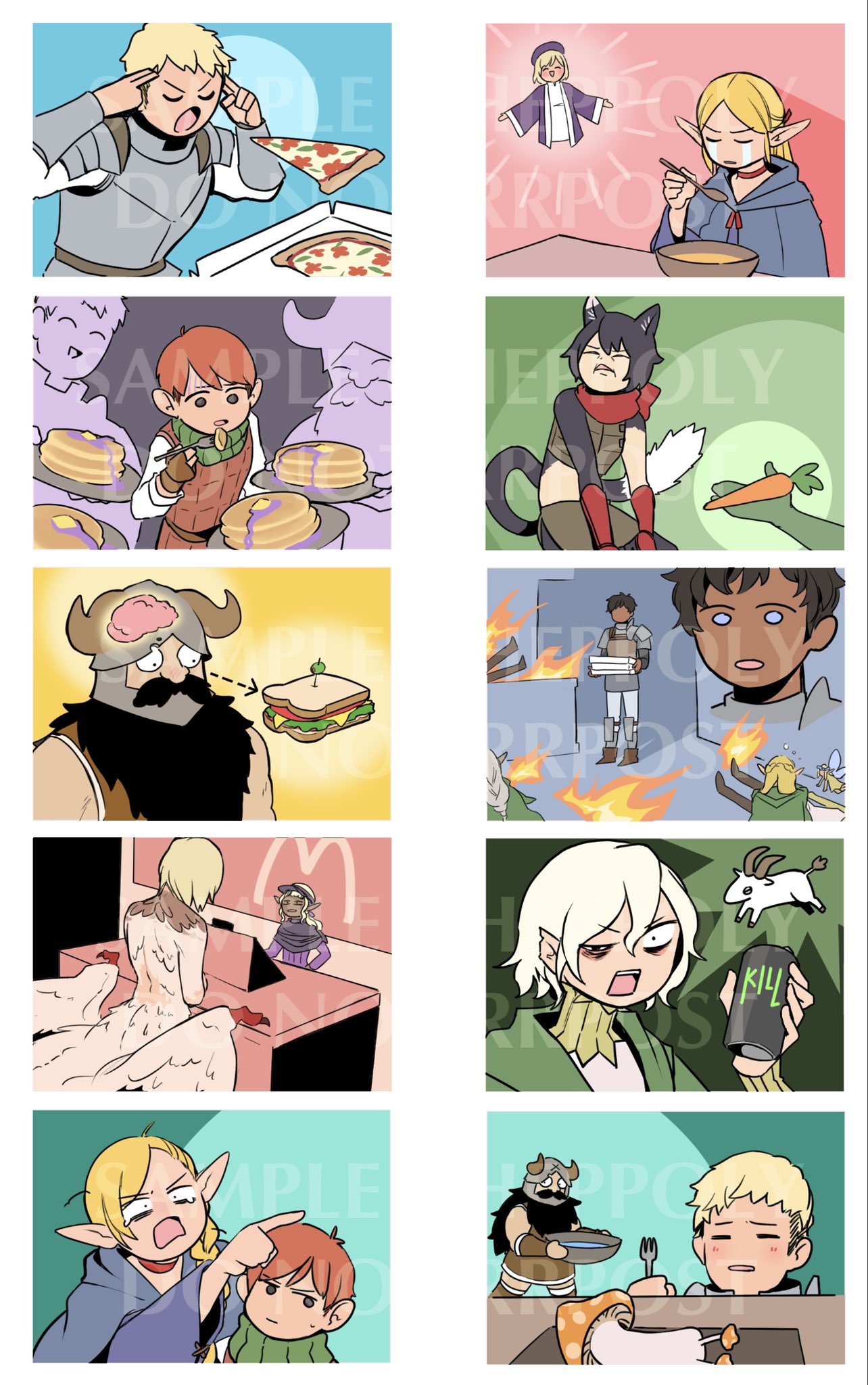3girls, 6+boys, blonde_hair, cheppo, chilchuck, community, dungeon_meshi, dwarf