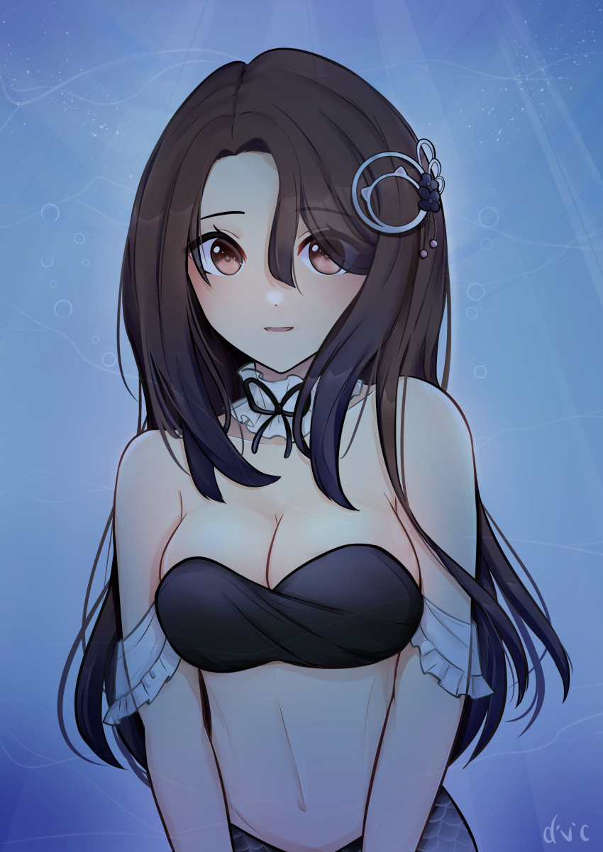 1girl, absurdres, breasts, brown_eyes, brown_hair, crop_top, davanchiart, highres