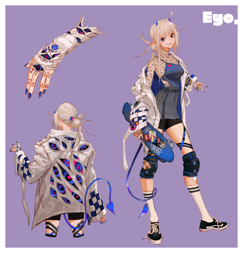 1girl, absurdres, ahoge, back, badge, bandaid, bandaid_on_leg, black_footwear