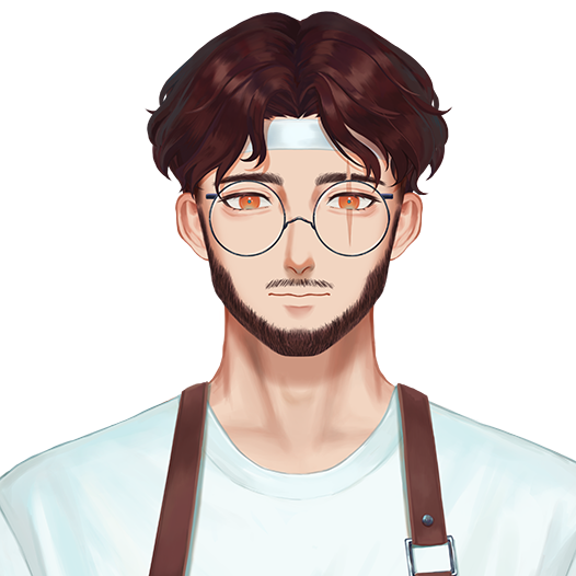 1boy, animated, anniecreate, brown_hair, bukipan, chef, glasses, live2d
