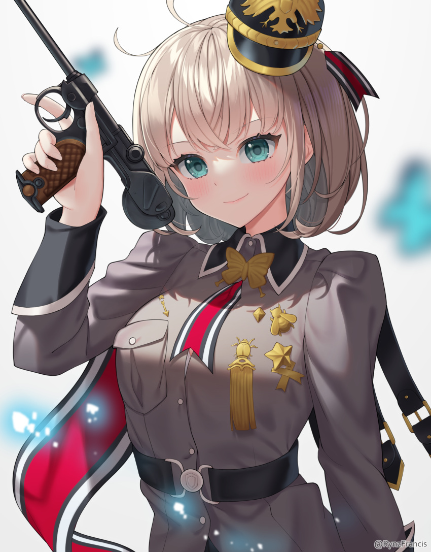 1girl, absurdres, belt, blush, breasts, bug, butterfly, c-93_(girls'_frontline)