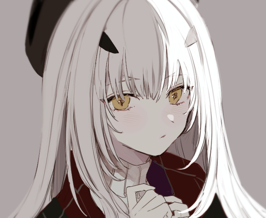 1girl, bangs, beret, blush, closed_mouth, coat, fairy_knight_lancelot_(fate), fairy_knight_lancelot_(holy_heart)_(fate)