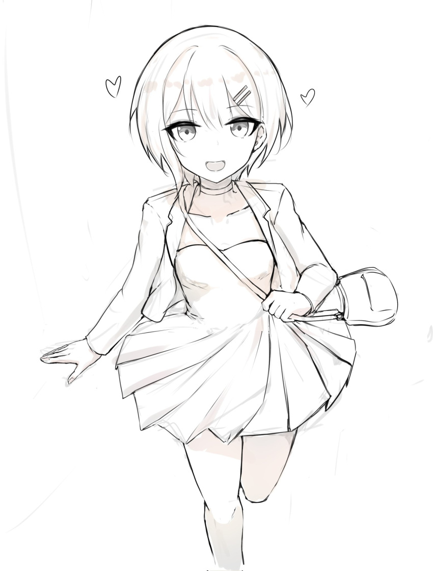 1girl, :d, alternate_costume, bag, blazer, casual, choker, collarbone