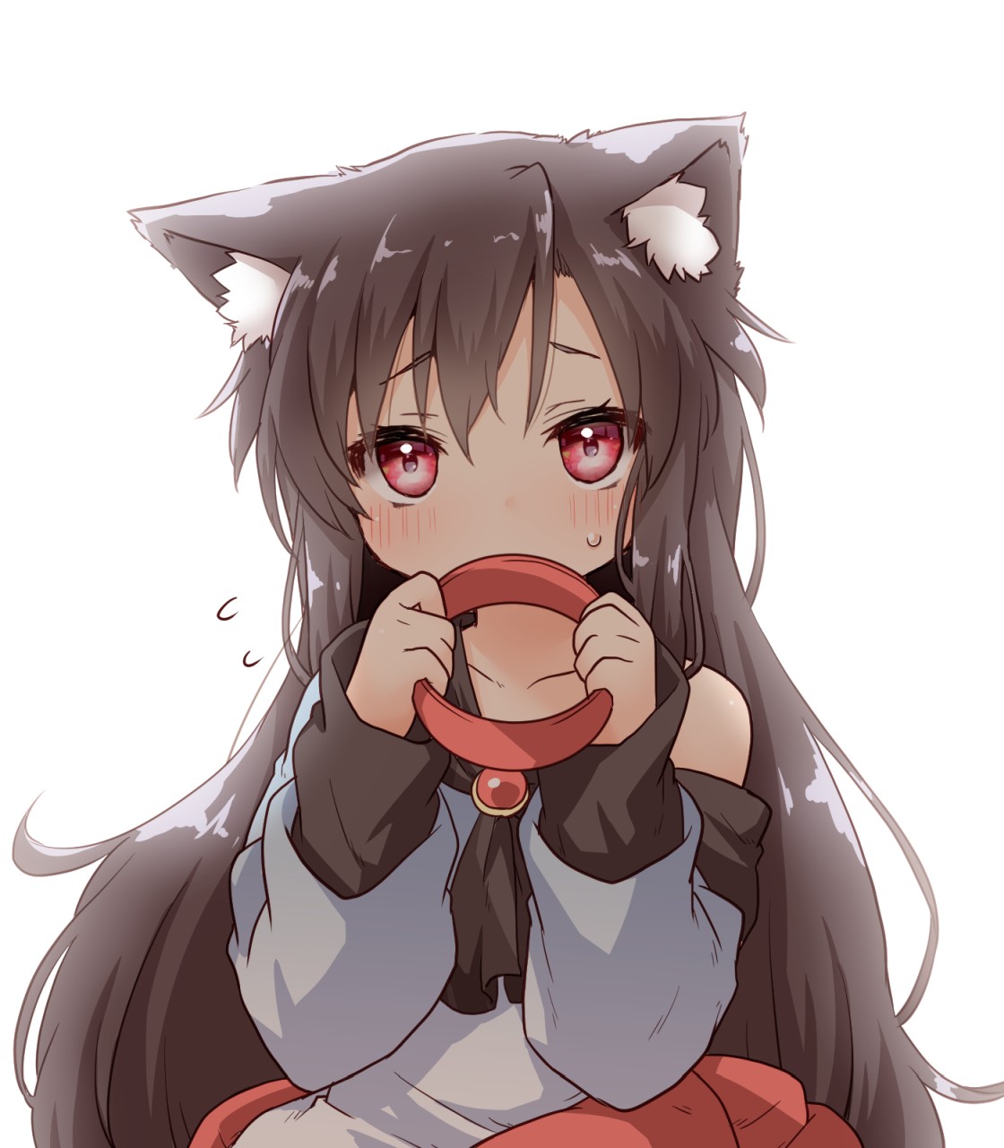 1girl, animal_ear_fluff, animal_ears, backlighting, bangs, bare_shoulders, bloom, brooch